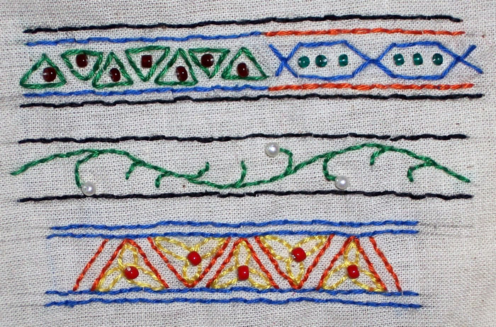 Embroidered Trim Samples with beads